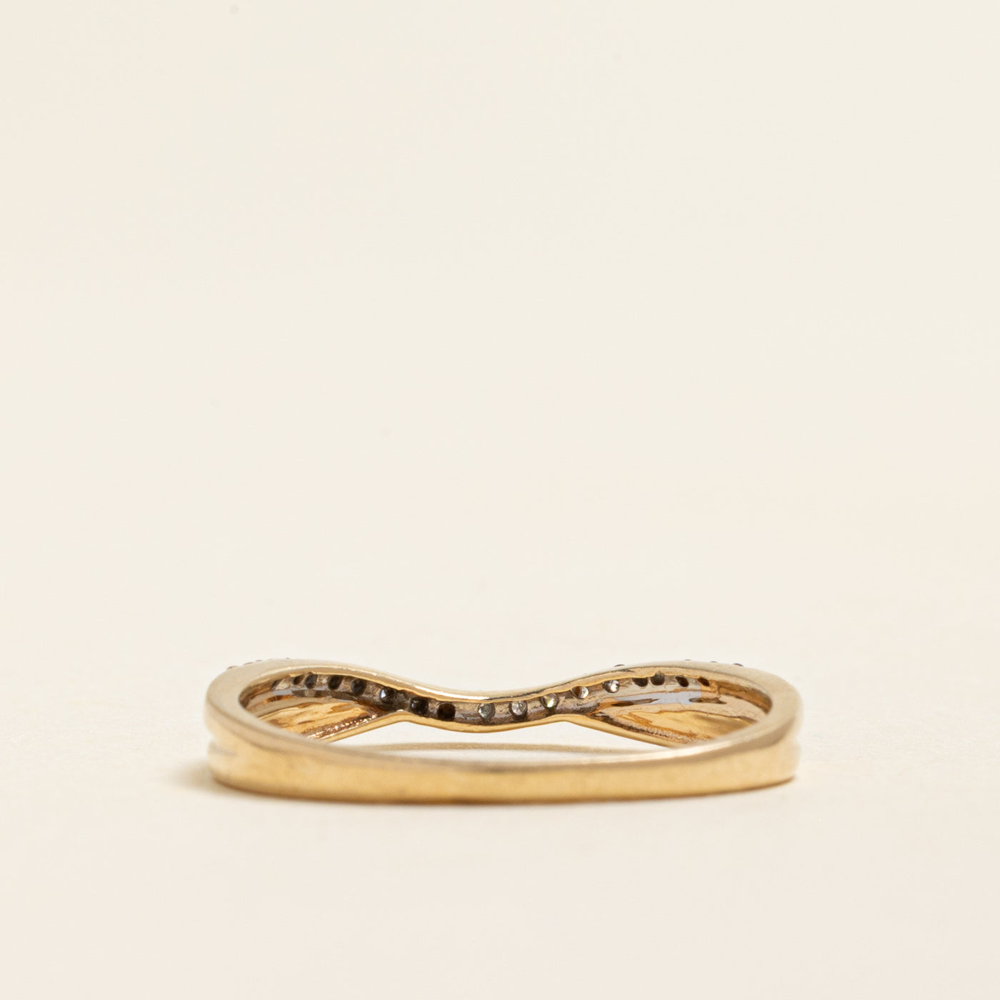 Yellow Gold Semi Eternity Diamond Contour Ring | 0.08ctw | SZ 7