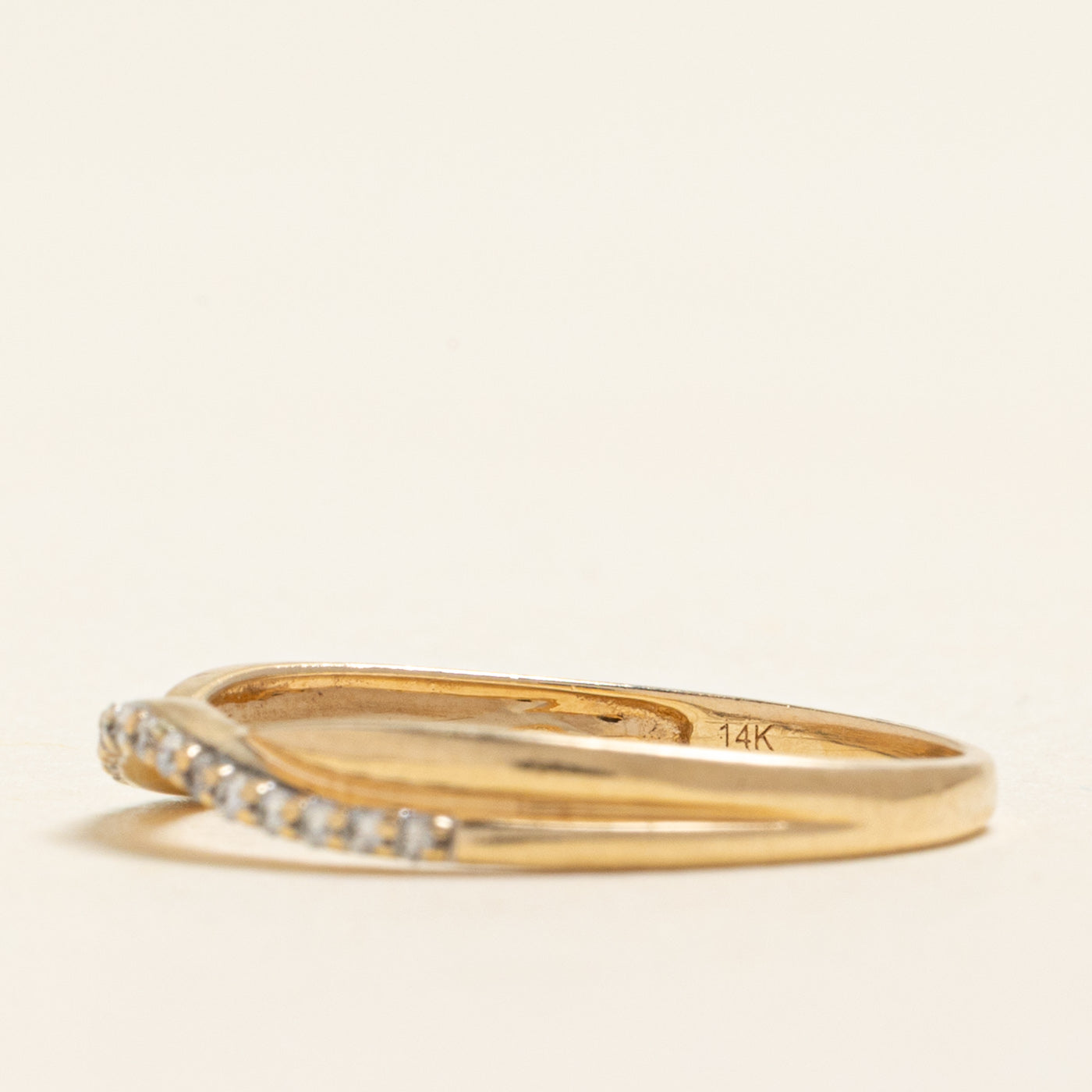 Yellow Gold Semi Eternity Diamond Contour Ring | 0.08ctw | SZ 7