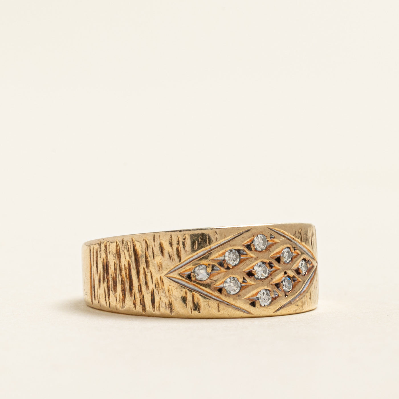 Diamond Marquise Design Textured Band | 0.09ctw | SZ 5