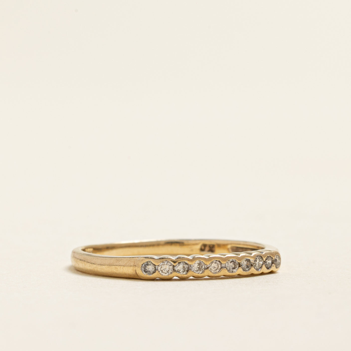 Yellow Gold Semi Eternity Diamond Ring | 0.10ctw | SZ 6.75