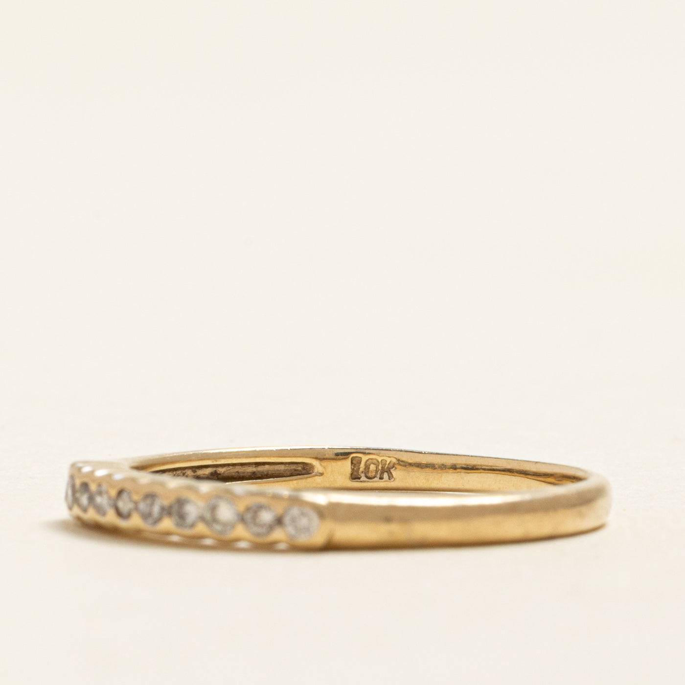 Yellow Gold Semi Eternity Diamond Ring | 0.10ctw | SZ 6.75