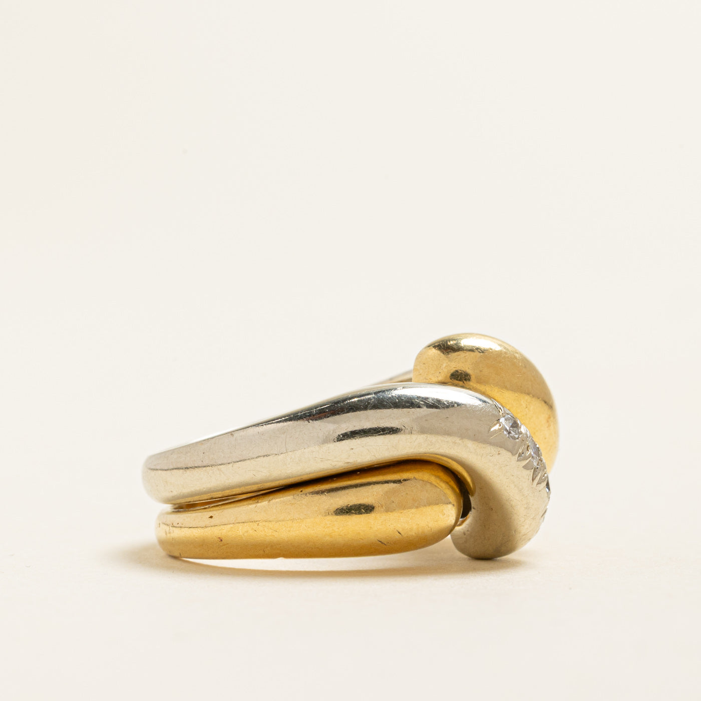 18k Two Tone Gold Diamond Intertwined Ring | 0.10ctw | SZ 6.25