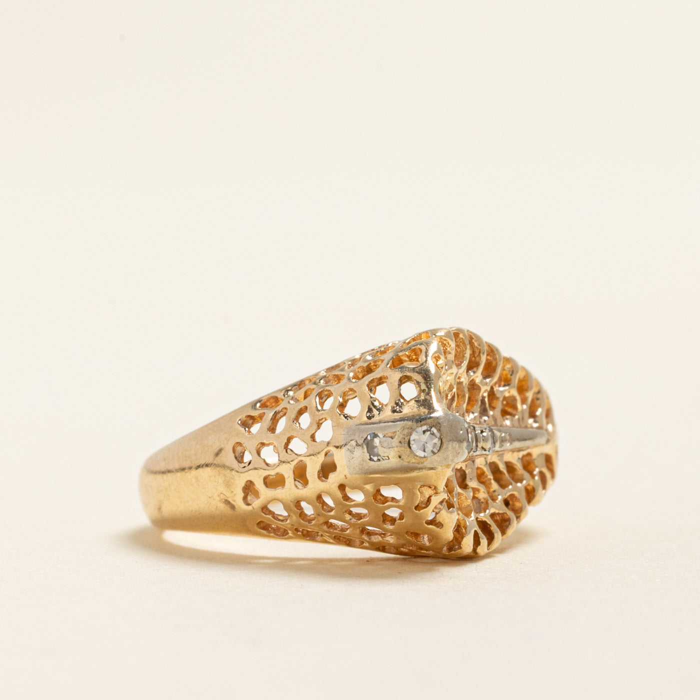 Yellow Gold Diamond Openwork Cocktail Ring | 0.06ctw | SZ 5.75