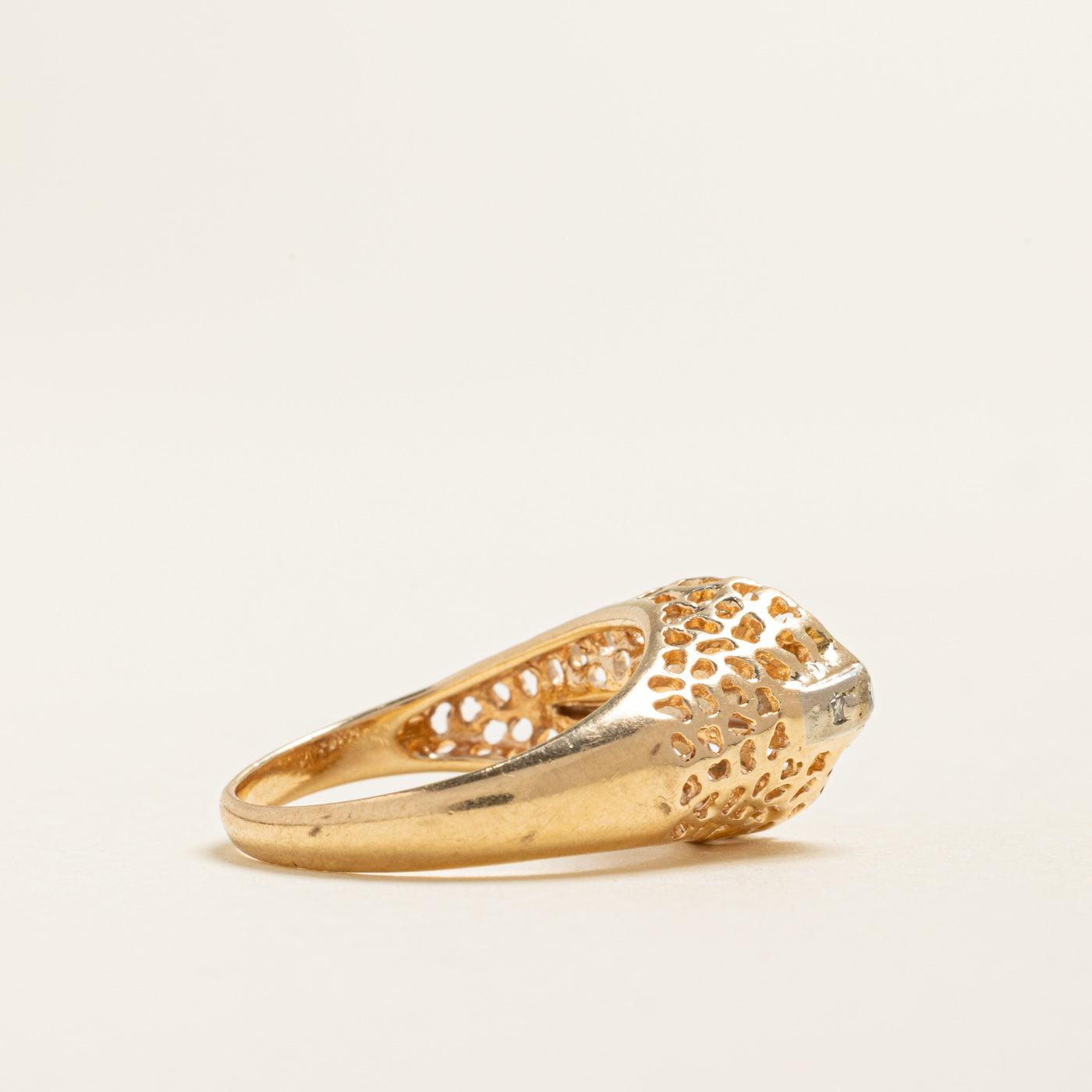 Yellow Gold Diamond Openwork Cocktail Ring | 0.06ctw | SZ 5.75