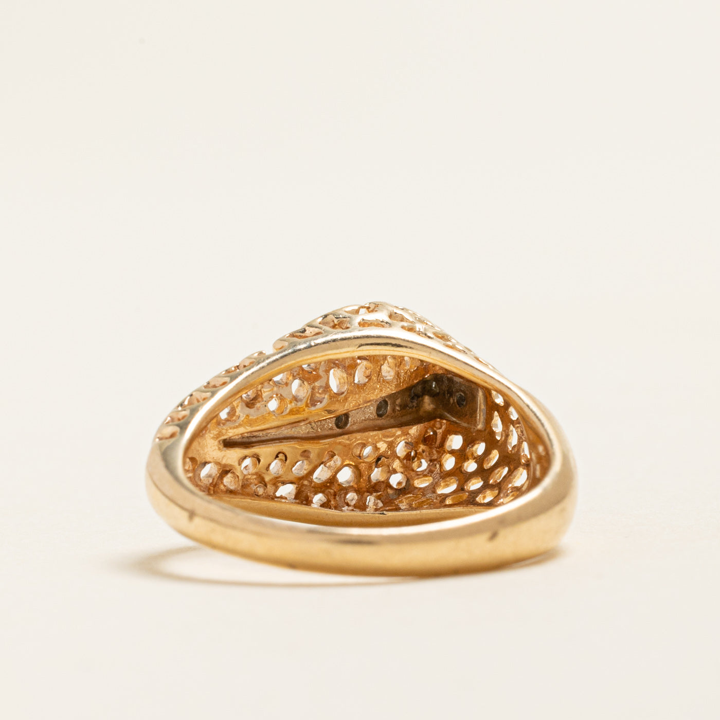 Yellow Gold Diamond Openwork Cocktail Ring | 0.06ctw | SZ 5.75