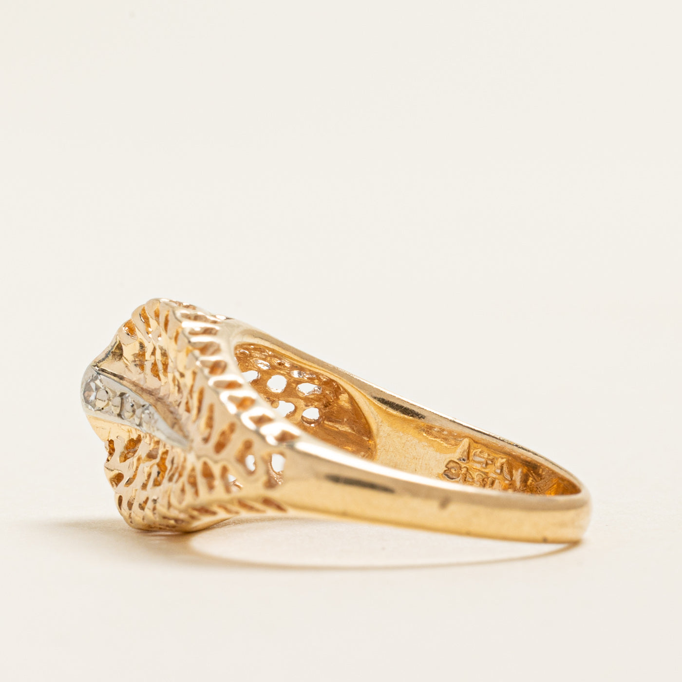 Yellow Gold Diamond Openwork Cocktail Ring | 0.06ctw | SZ 5.75