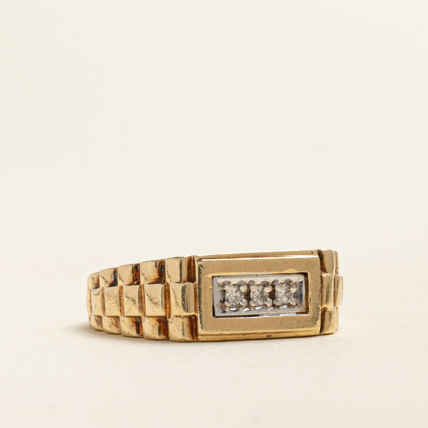 Three Stone Diamond Watch Strap Ring | 0.06ctw | SZ 8.25