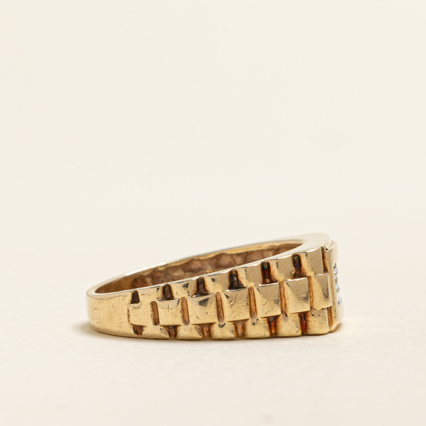 Three Stone Diamond Watch Strap Ring | 0.06ctw | SZ 8.25