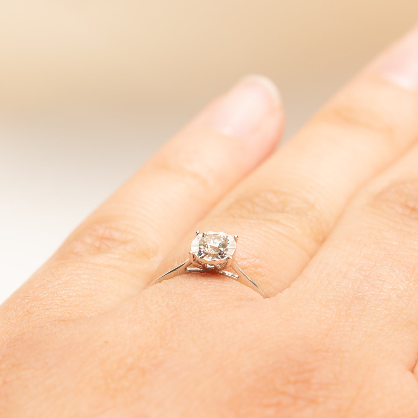 18k Illusion Set Champagne Diamond Ring | 0.20ct | SZ 6.25