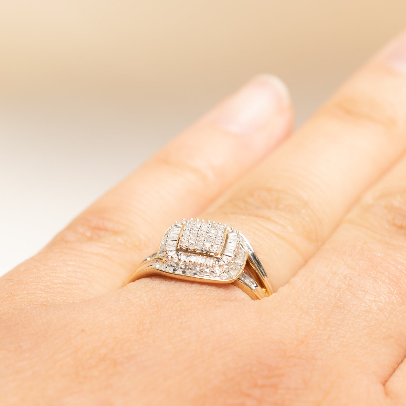 Mixed Cut Diamond Grid Bypass Ring | 0.28ctw | SZ 7.25