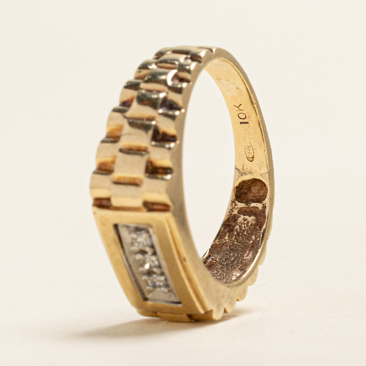 Three Stone Diamond Watch Strap Ring | 0.06ctw | SZ 8.25