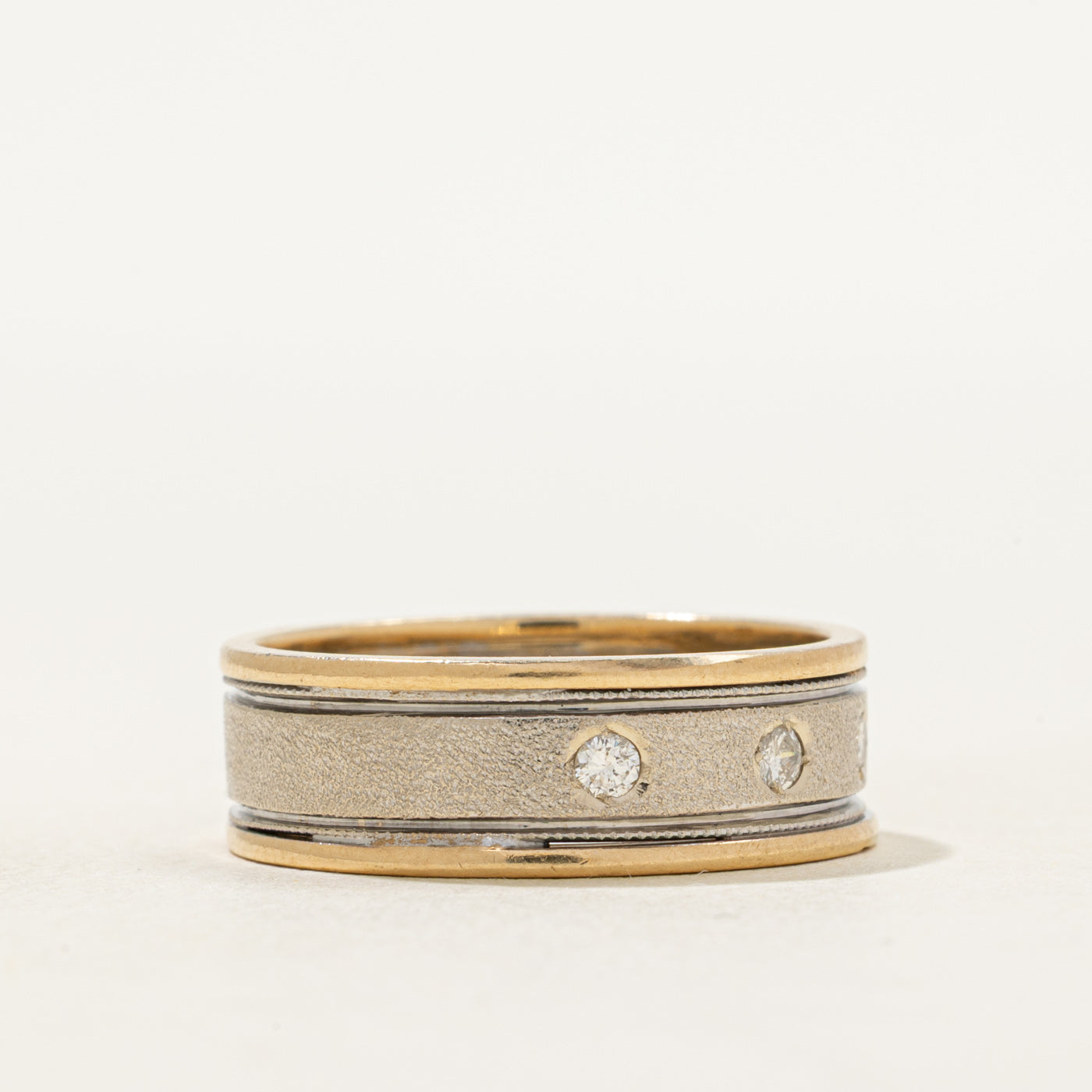 Two Tone Flush Set Diamond Band | 6.83mm | SZ 8.5