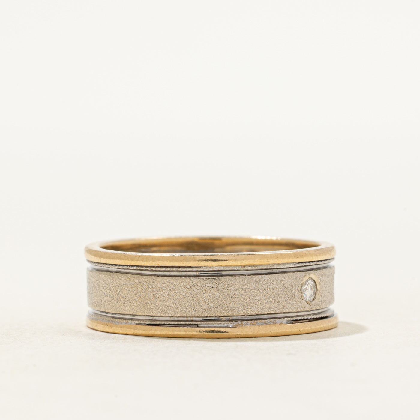 Two Tone Flush Set Diamond Band | 6.83mm | SZ 8.5