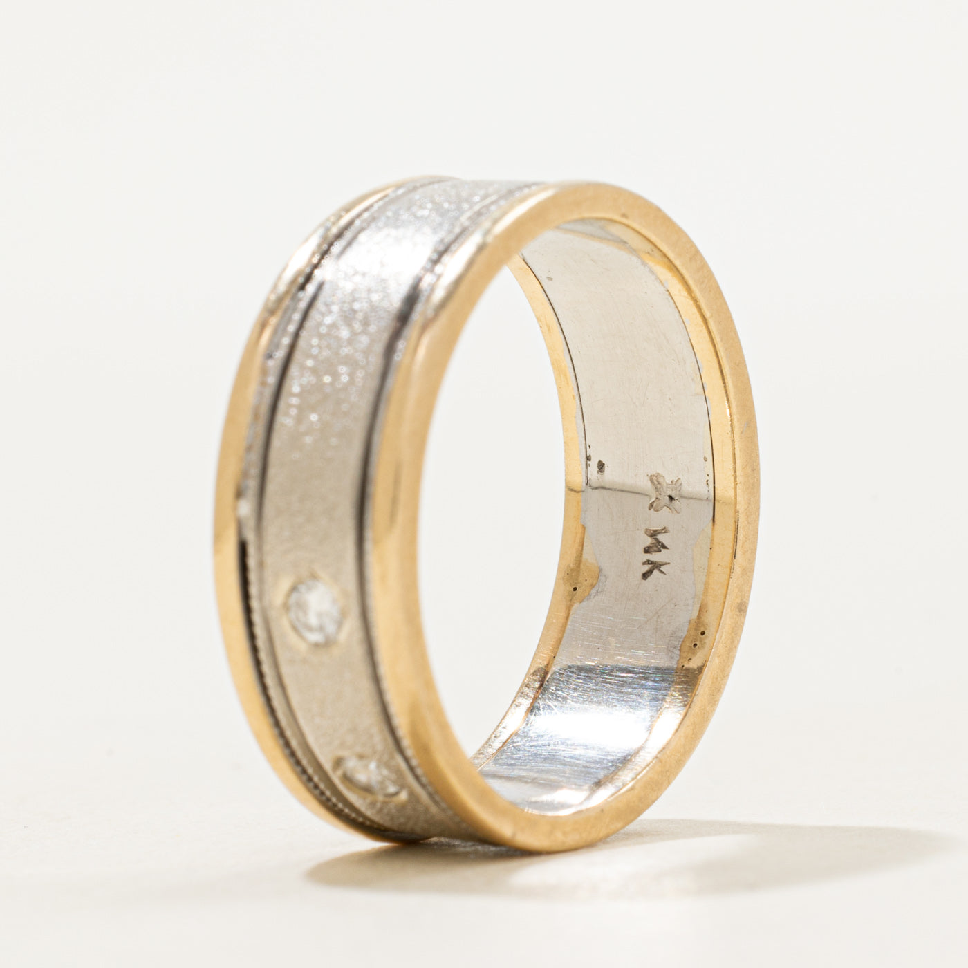 Two Tone Flush Set Diamond Band | 6.83mm | SZ 8.5