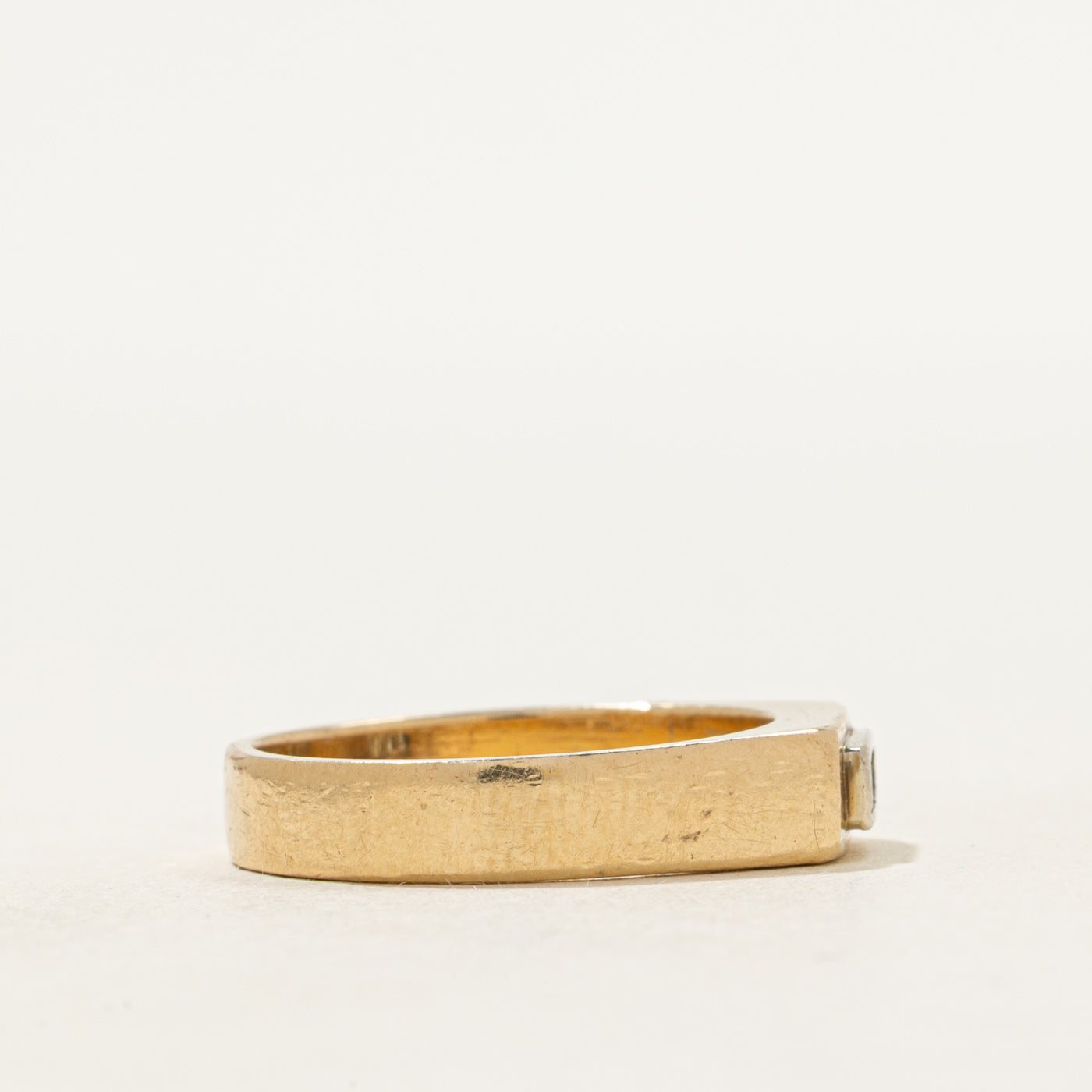 Three Stone Princess Cut Diamond Signet Ring | SZ 6.25