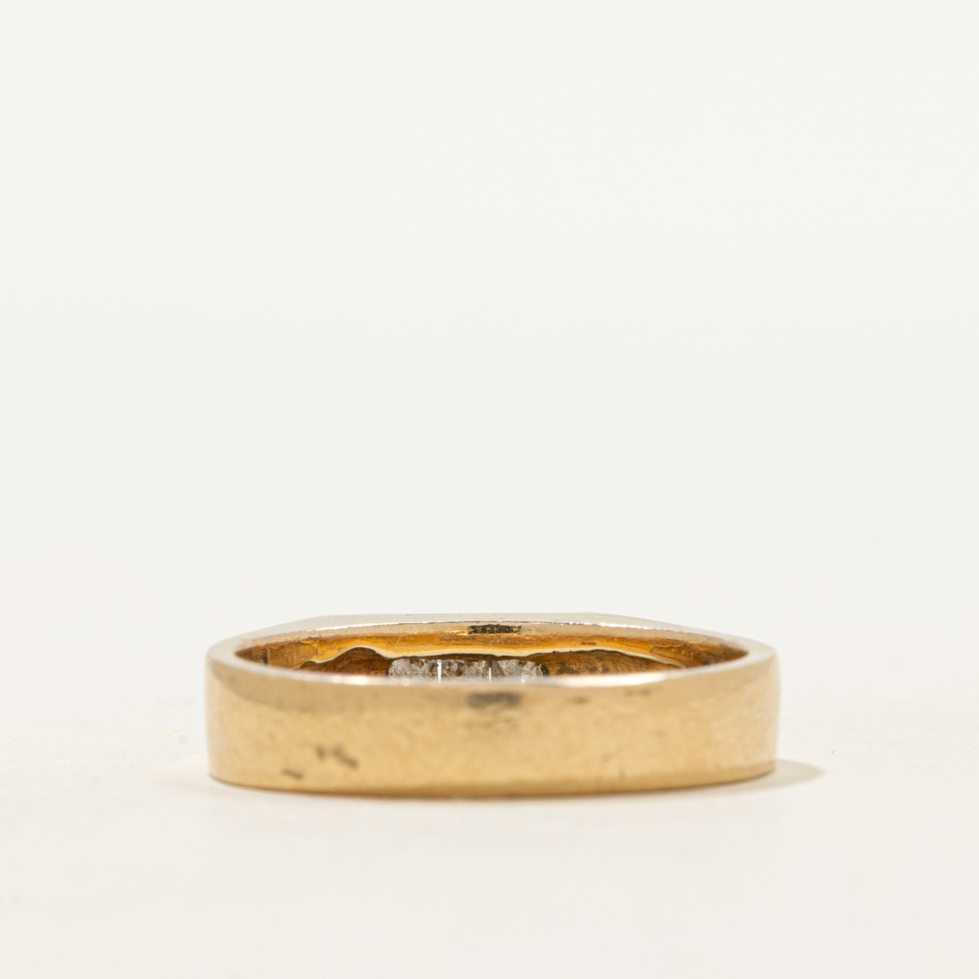 Three Stone Princess Cut Diamond Signet Ring | SZ 6.25