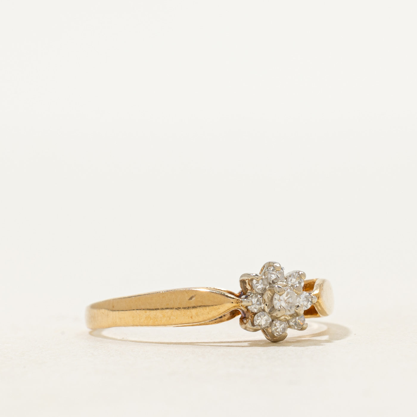 Yellow Gold Diamond Petal Cluster Ring | SZ 7