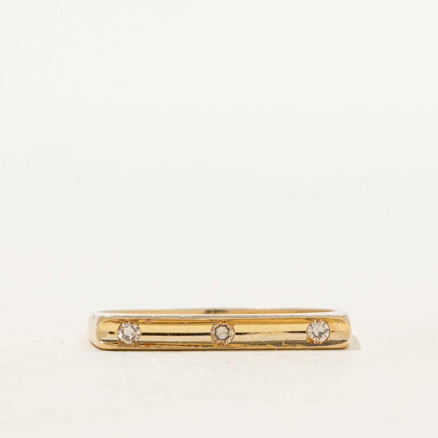 Flush Set Three Stone Diamond Bar Band | SZ 6.25