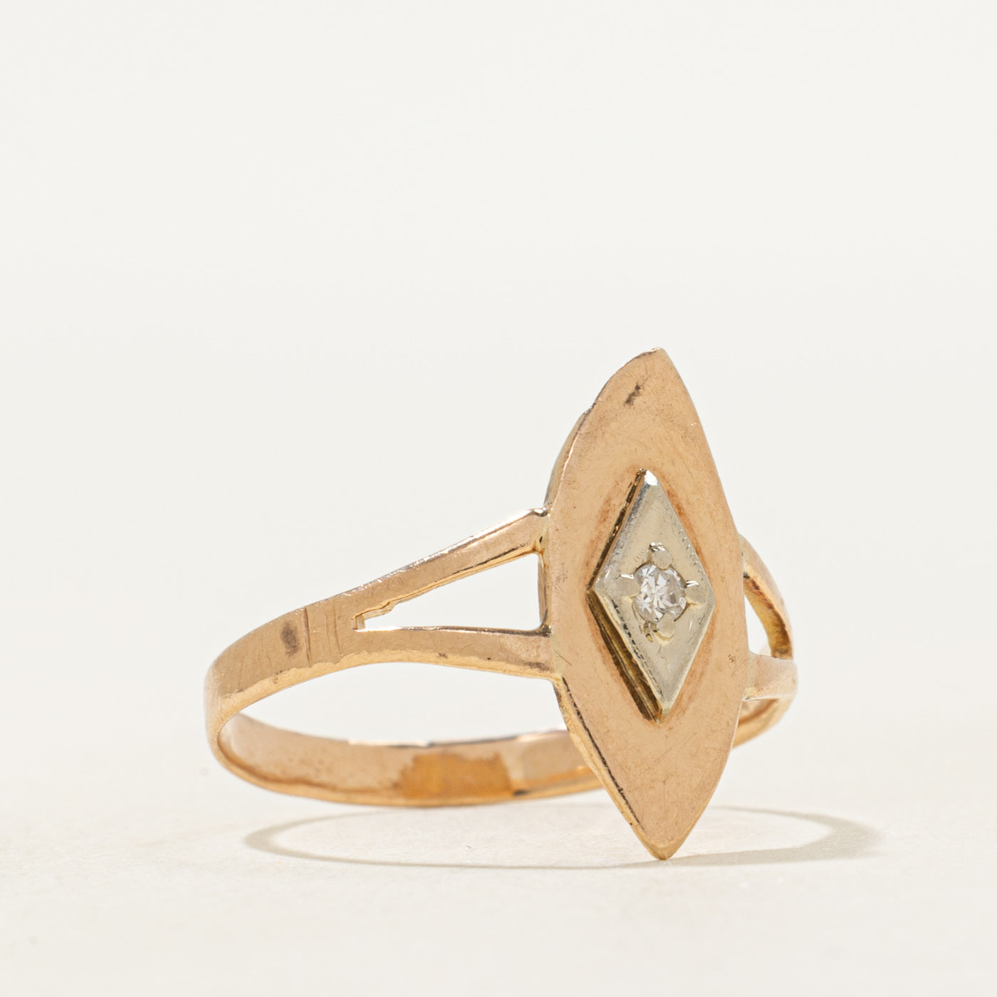 Diamond Open Shank Navette Ring | SZ 6