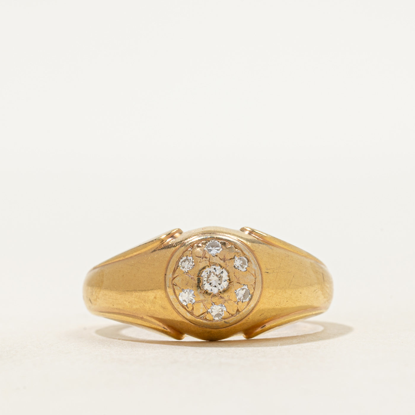 Flush Set Diamond Halo Dome Ring | SZ 10.25