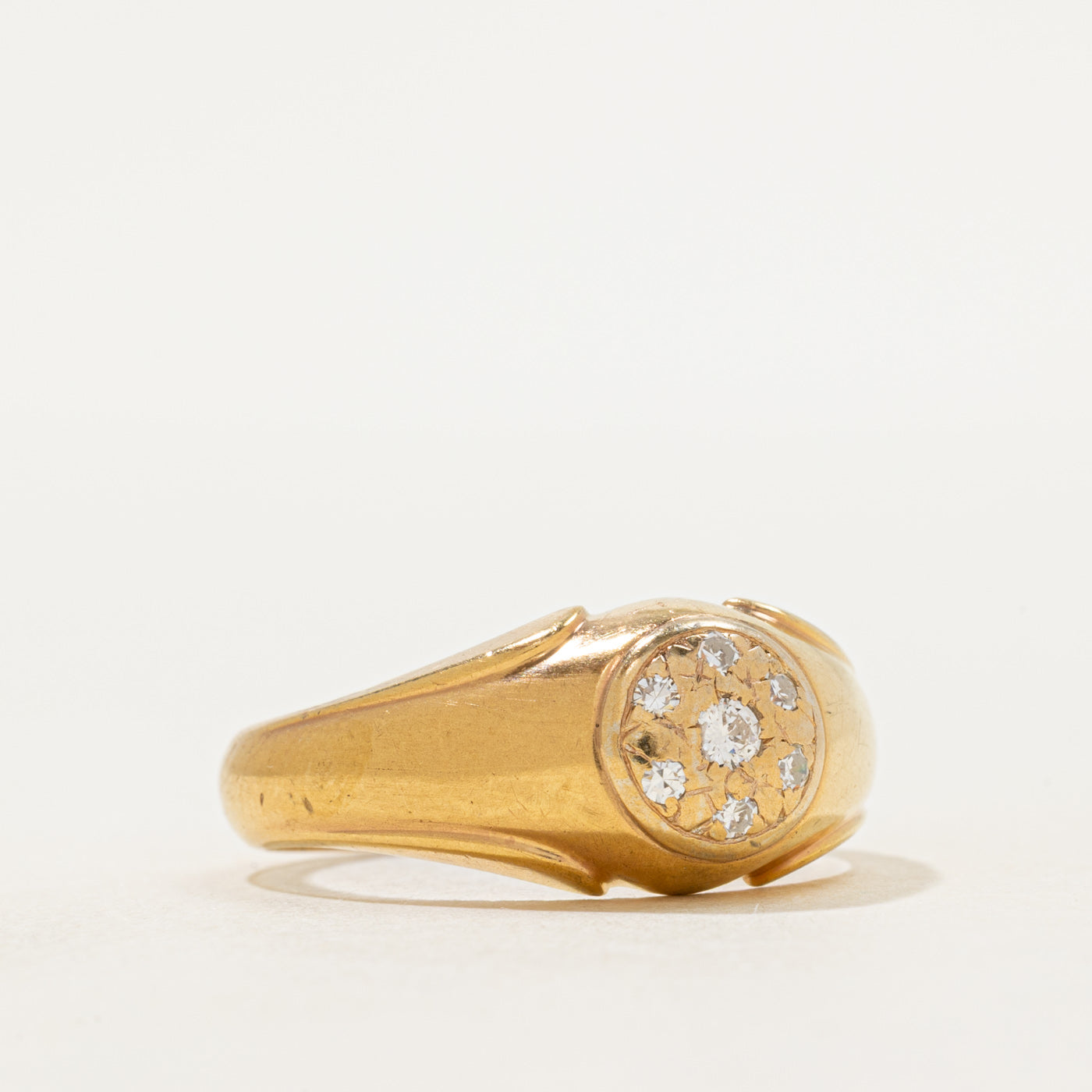 Flush Set Diamond Halo Dome Ring | SZ 10.25