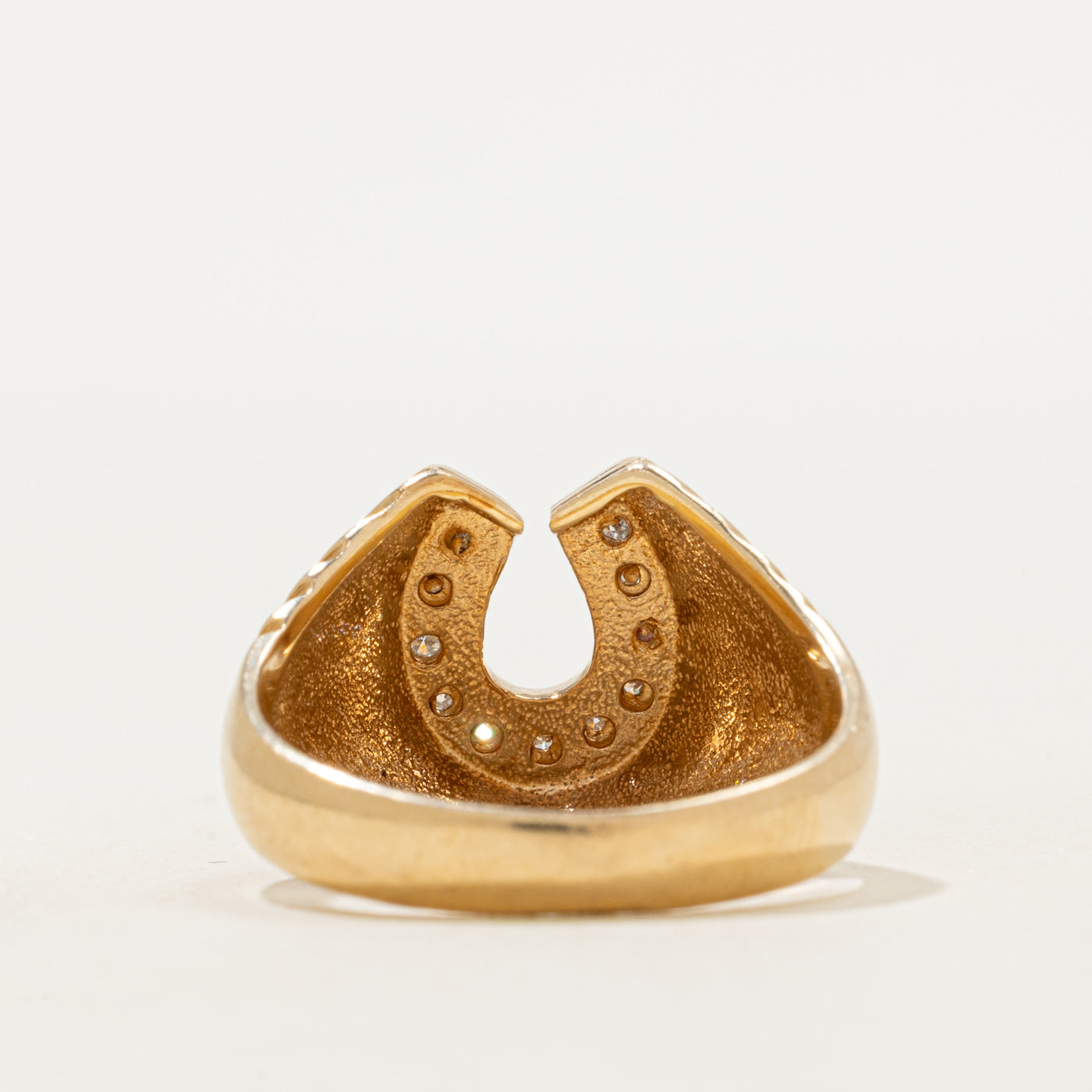 Diamond Horseshoe Grooved Ring | SZ 8.25