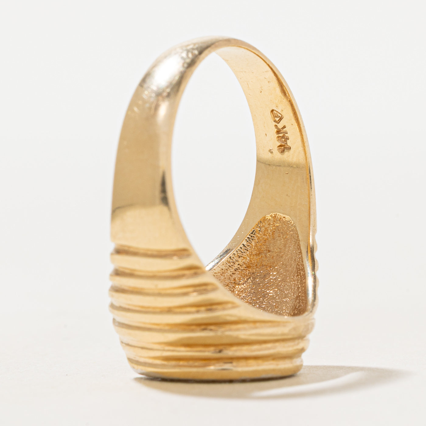 Diamond Horseshoe Grooved Ring | SZ 8.25