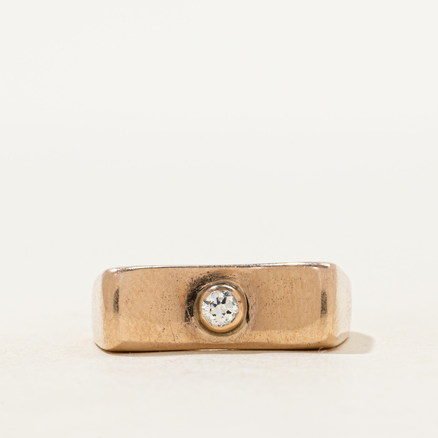 Bezel Set Diamond Concave Ring | SZ 6.25