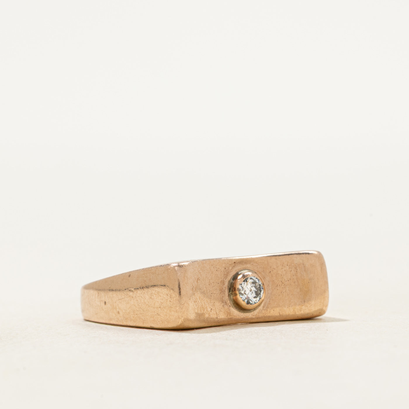 Bezel Set Diamond Concave Ring | SZ 6.25