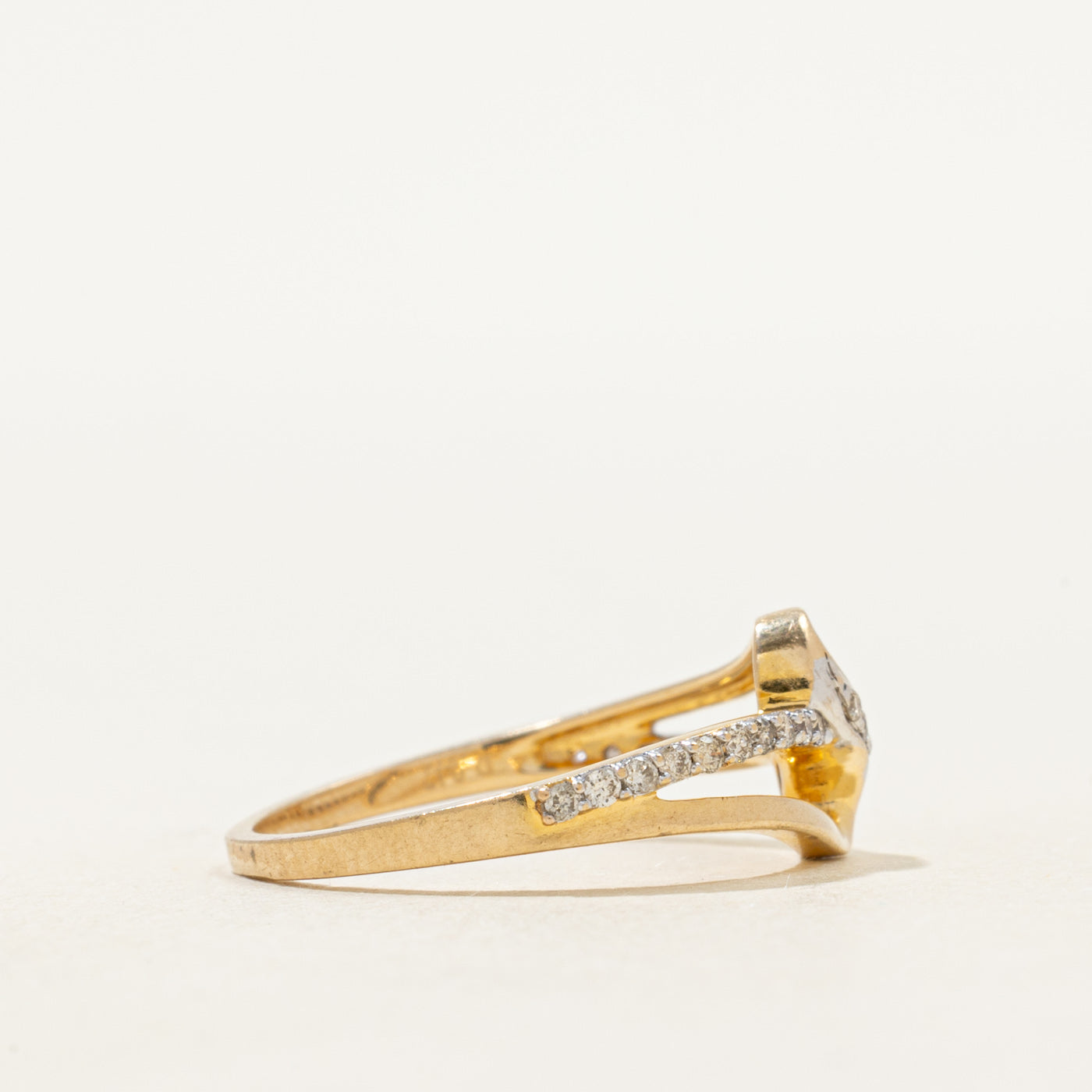 Yellow Gold Diamond Bypass Ring | SZ 6.25
