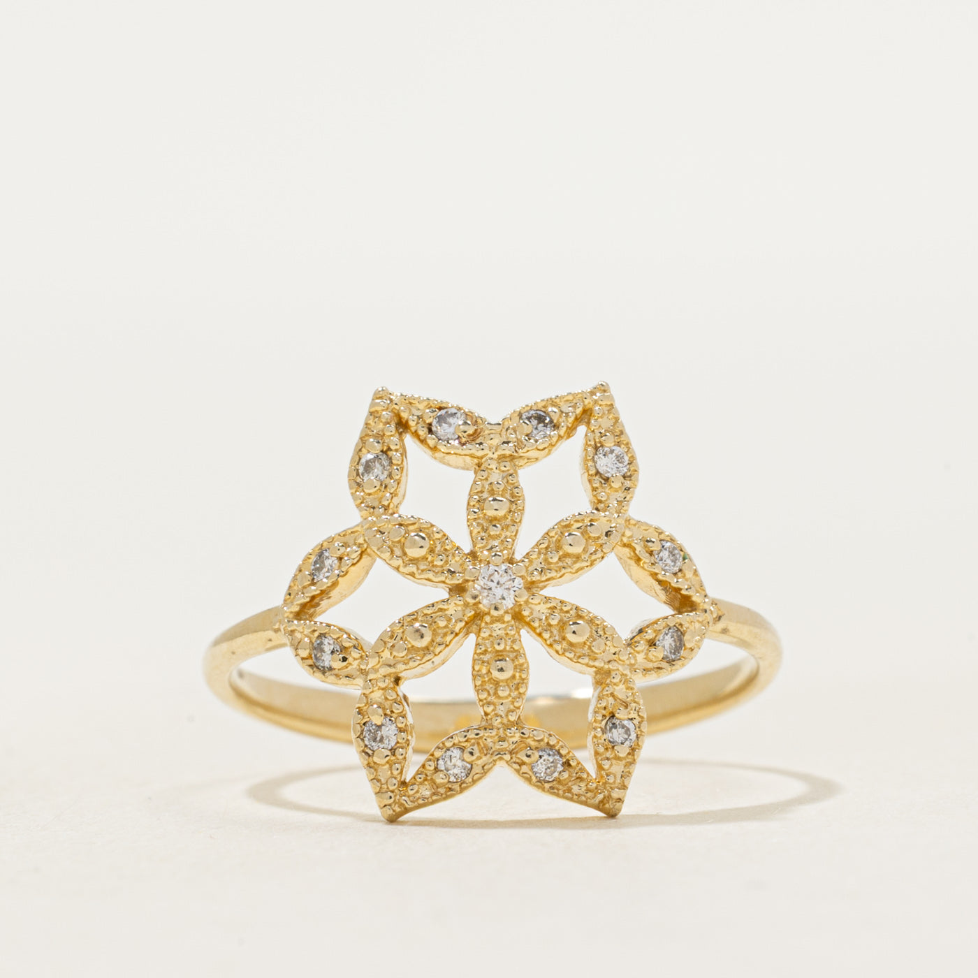 Diamond Openwork Floral Ring | SZ 7
