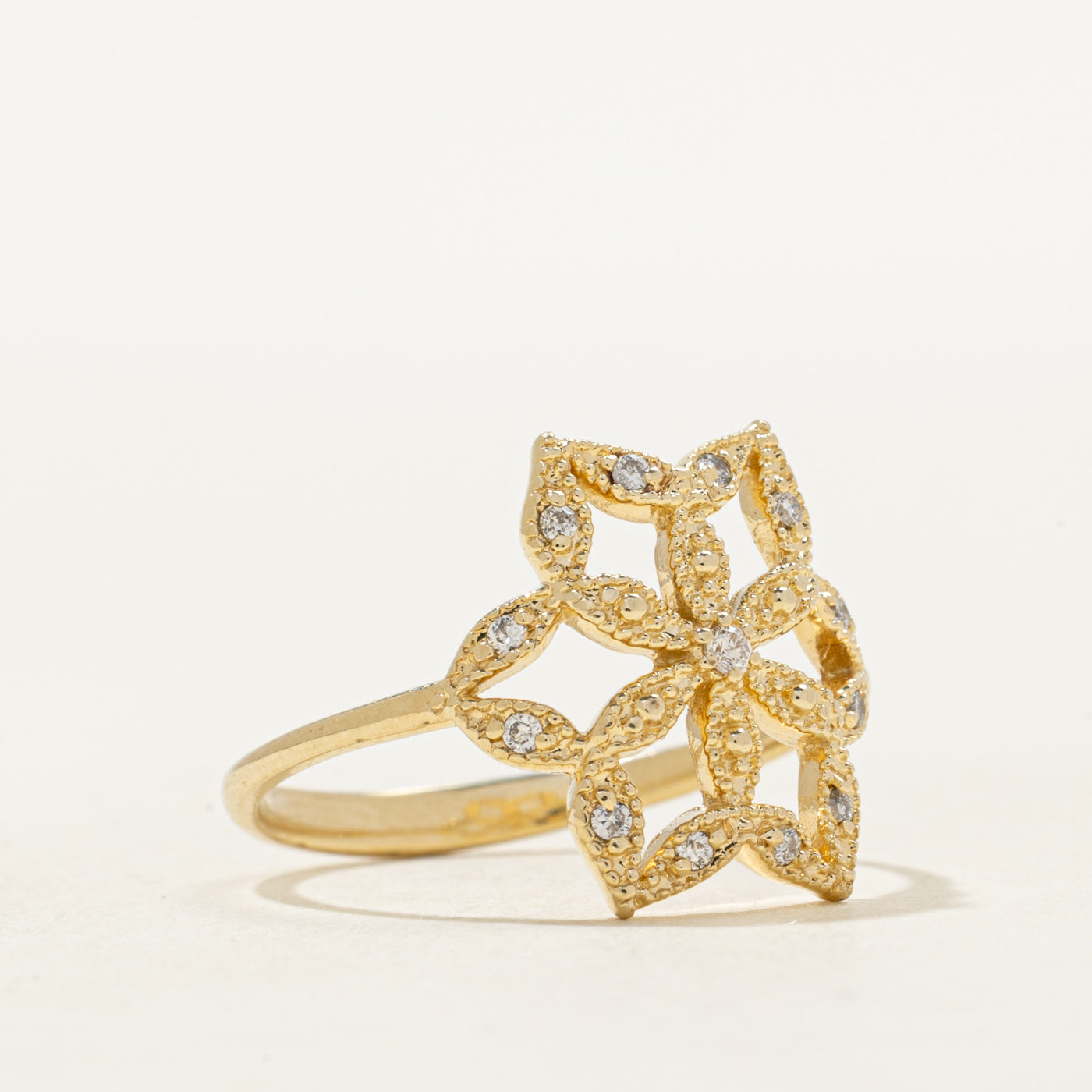 Diamond Openwork Floral Ring | SZ 7
