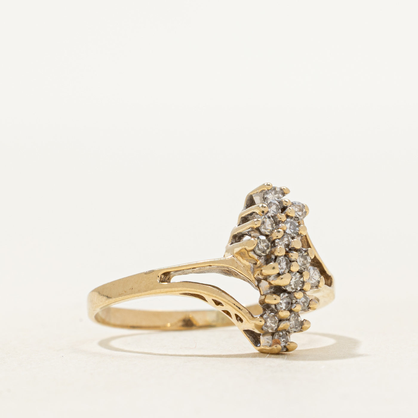 Yellow Gold Diamond Waterfall Ring | SZ 5.5