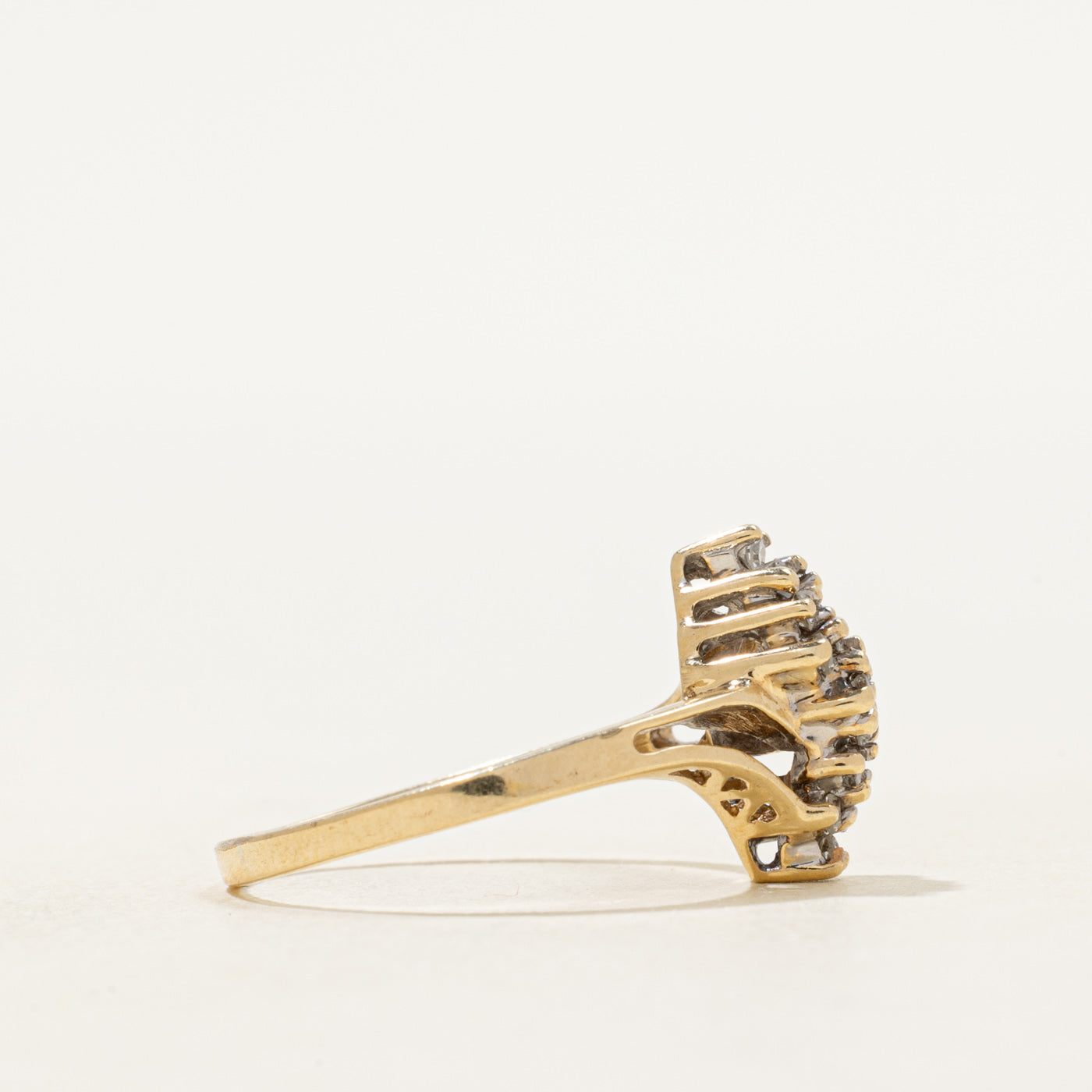 Yellow Gold Diamond Waterfall Ring | SZ 5.5