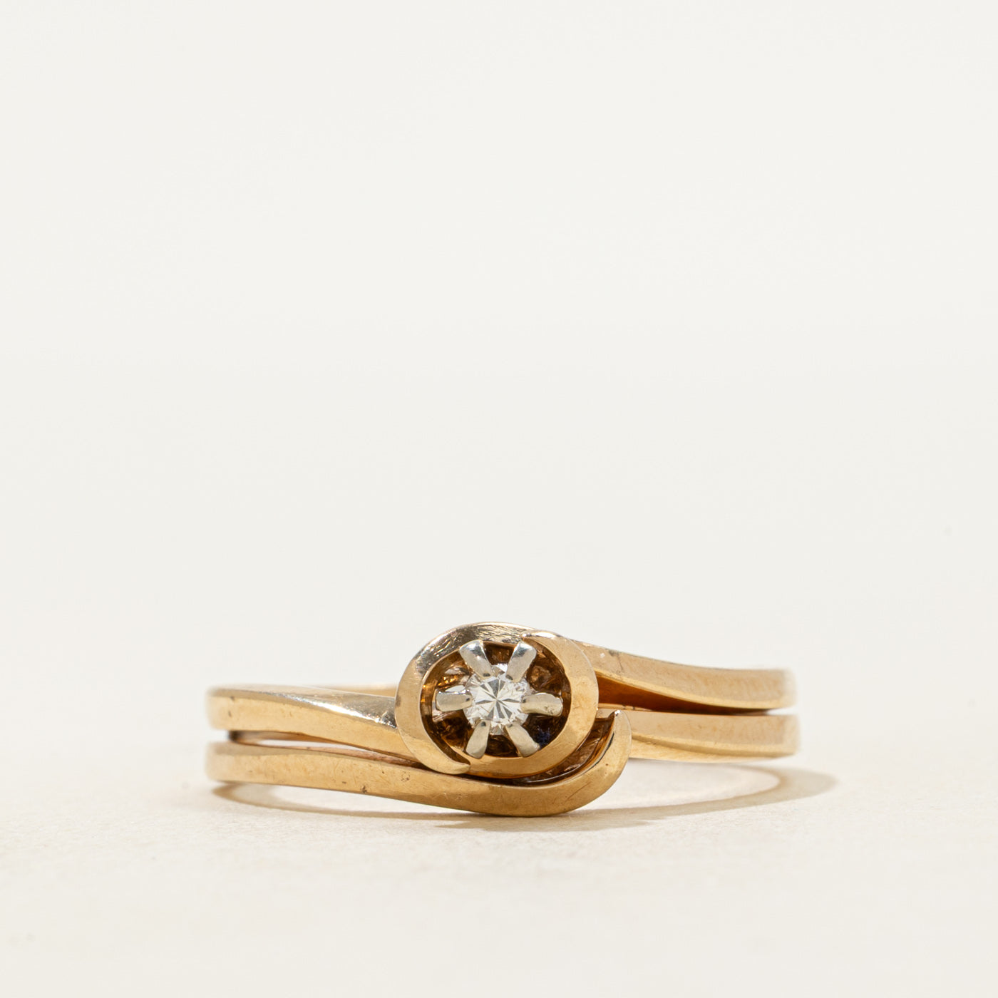 Diamond Soldered Bypass Ring Set | SZ 8.5