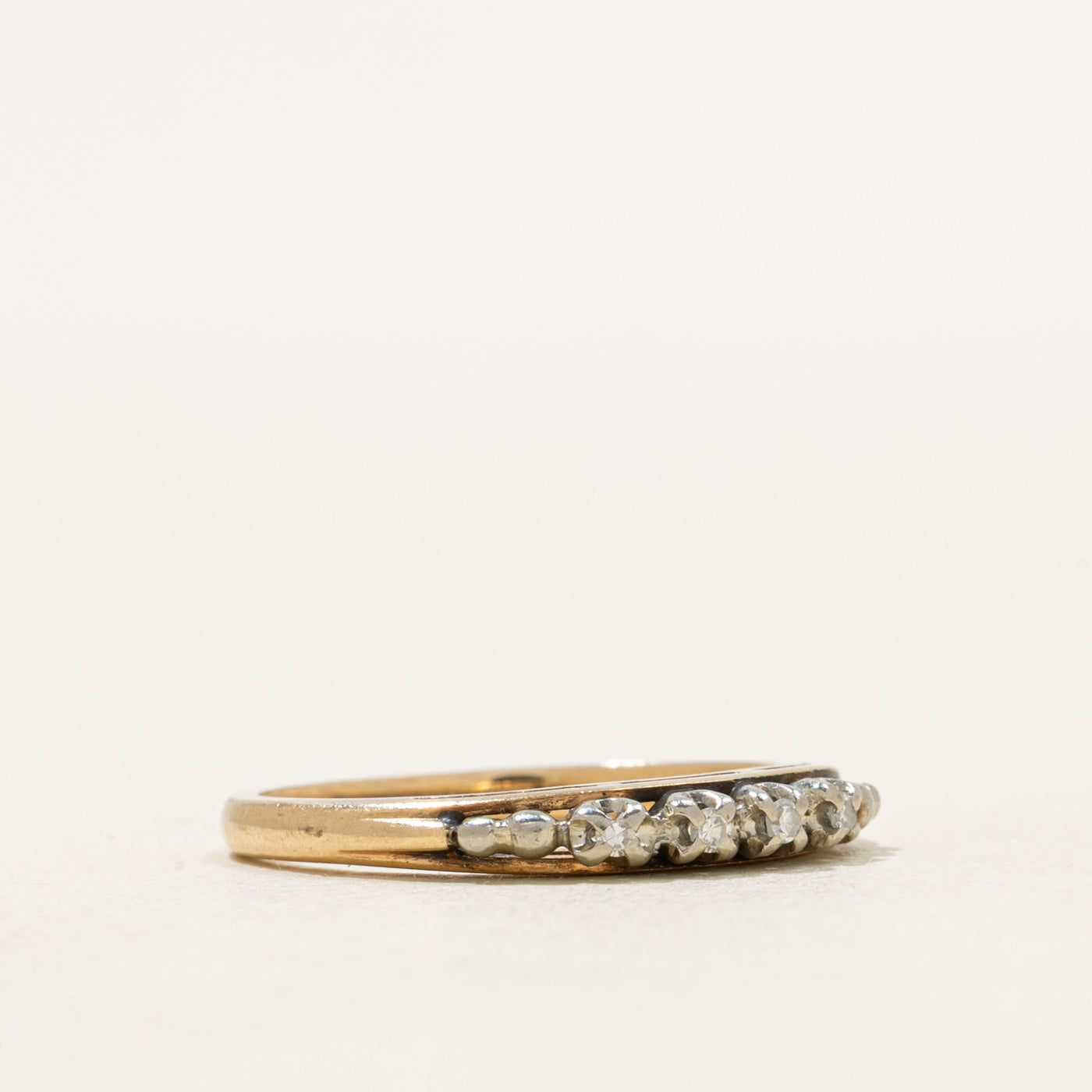 Two Tone Gold Four Stone Diamond Band | SZ 5.25