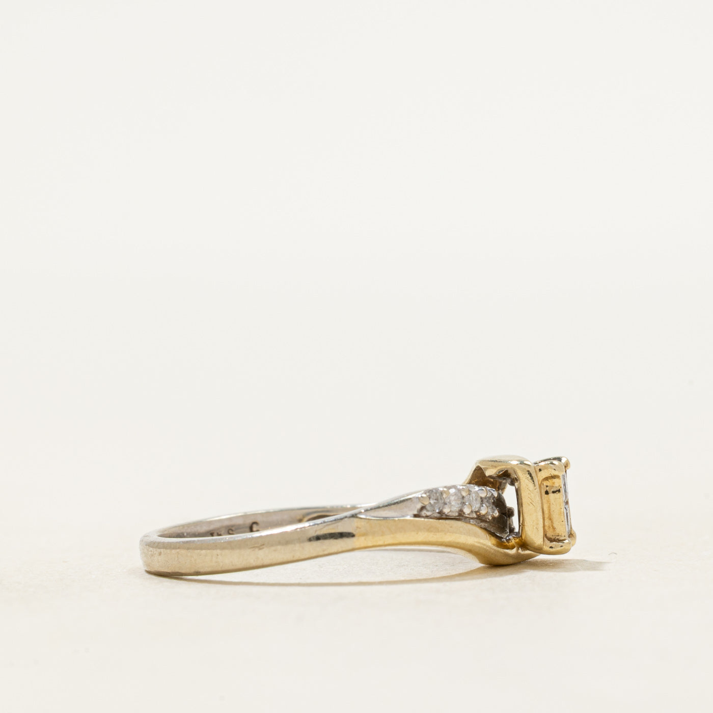 Two Tone Diamond Bypass Ring | SZ 6