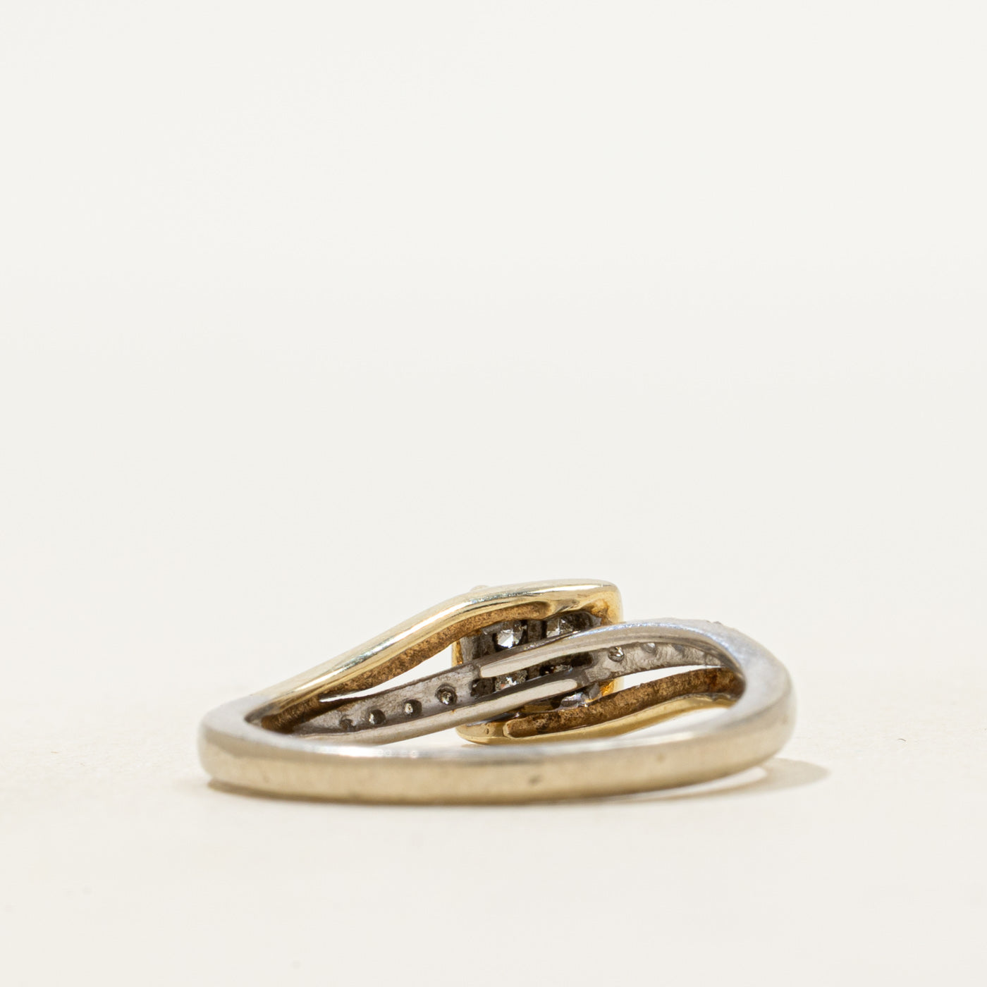Two Tone Diamond Bypass Ring | SZ 6