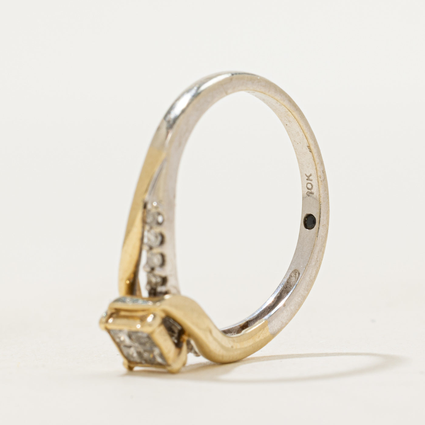Two Tone Diamond Bypass Ring | SZ 6