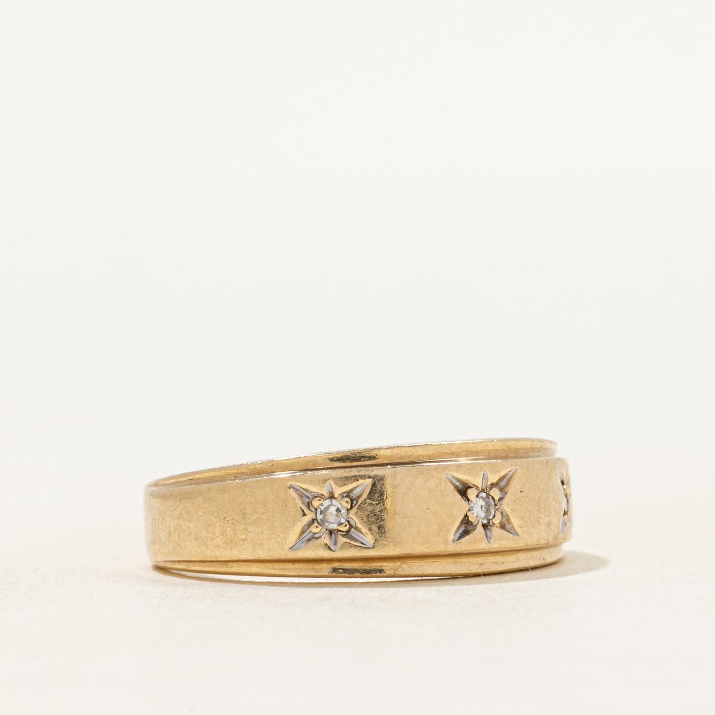 Star Set Three Stone Diamond Band | SZ 6.25