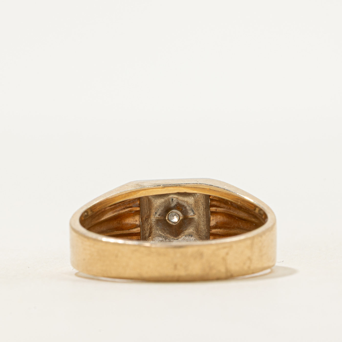 Two Tone Diamond Grooved Ring | SZ 9.5
