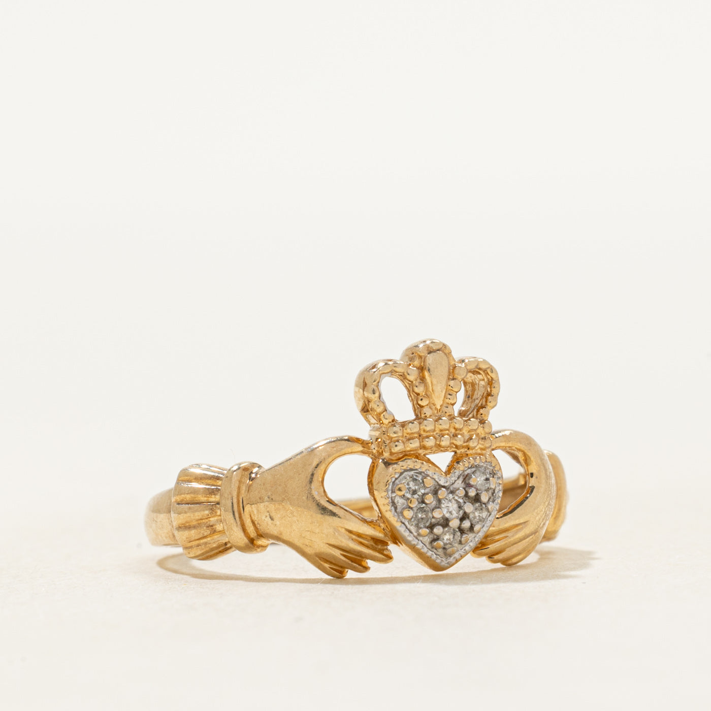 Diamond Cluster Claddagh Ring | SZ 5.25
