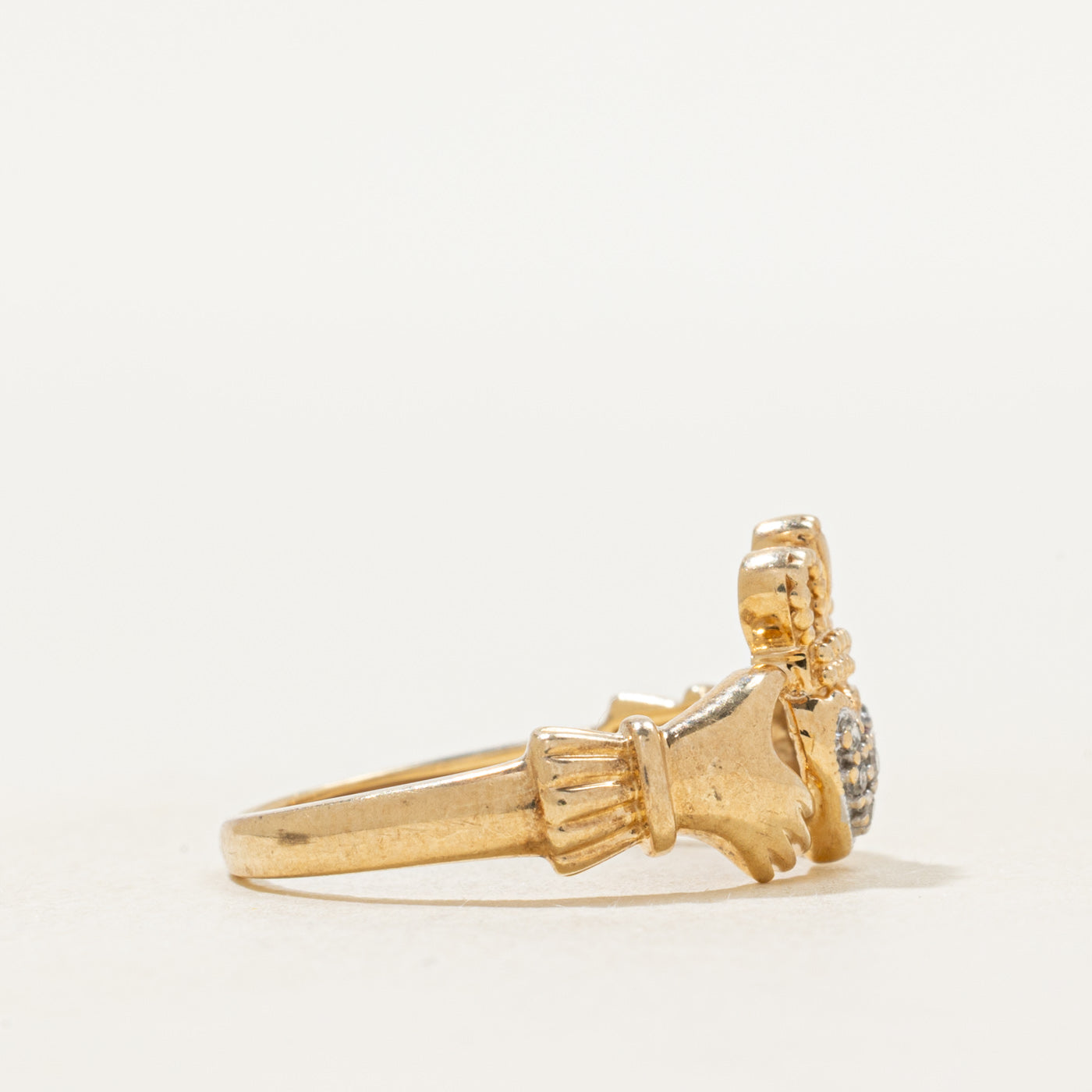 Diamond Cluster Claddagh Ring | SZ 5.25