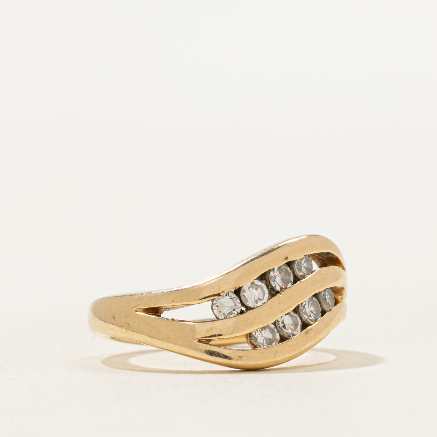 Channel Set Diamond Wave Ring | SZ 2