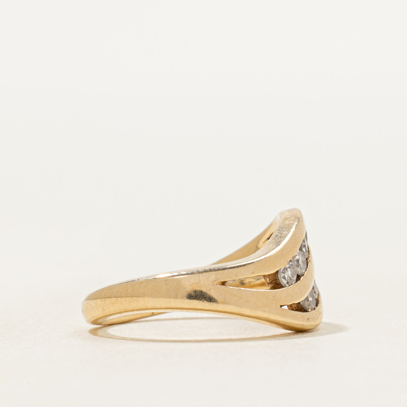 Channel Set Diamond Wave Ring | SZ 2
