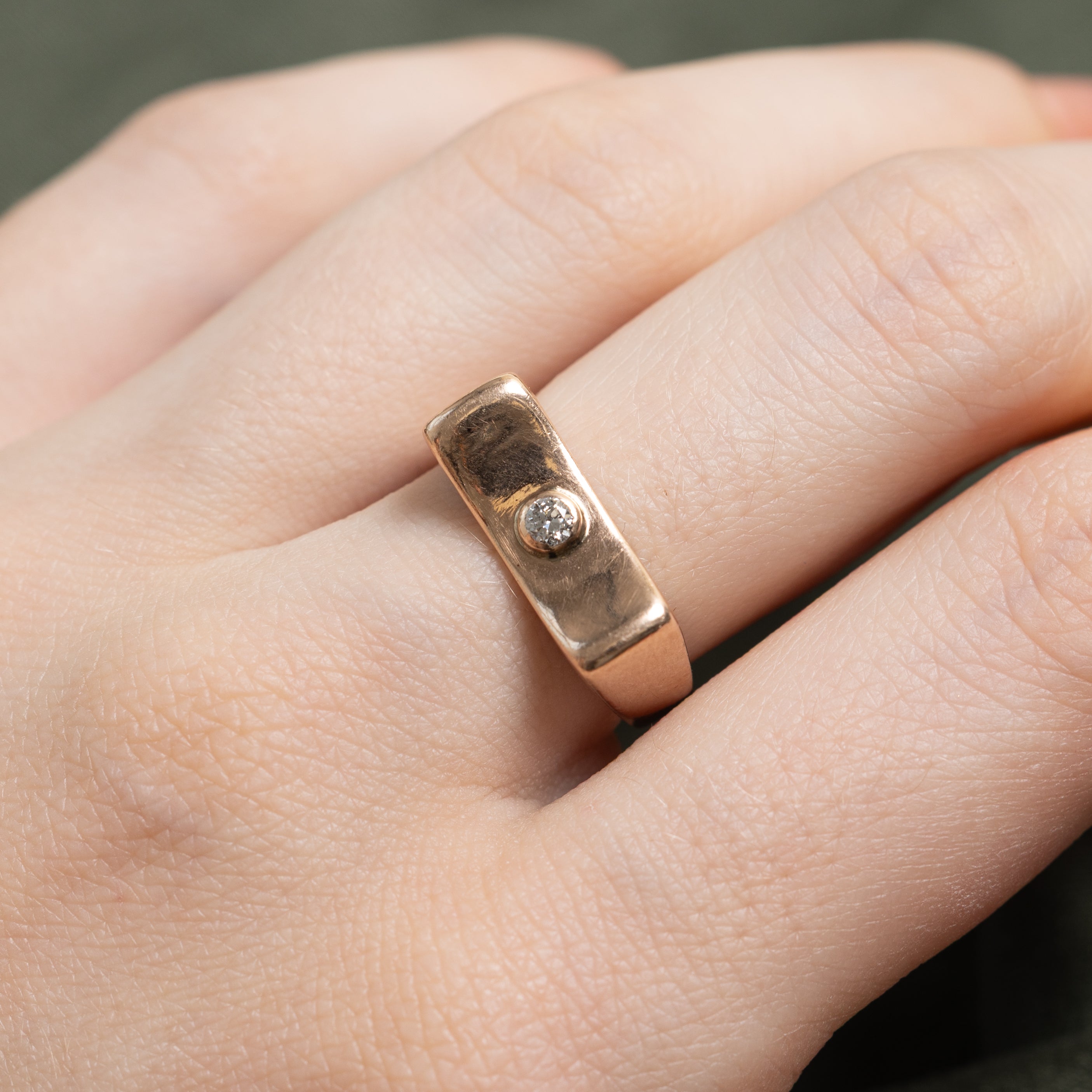 Bezel Set Diamond Concave Ring | SZ 6.25