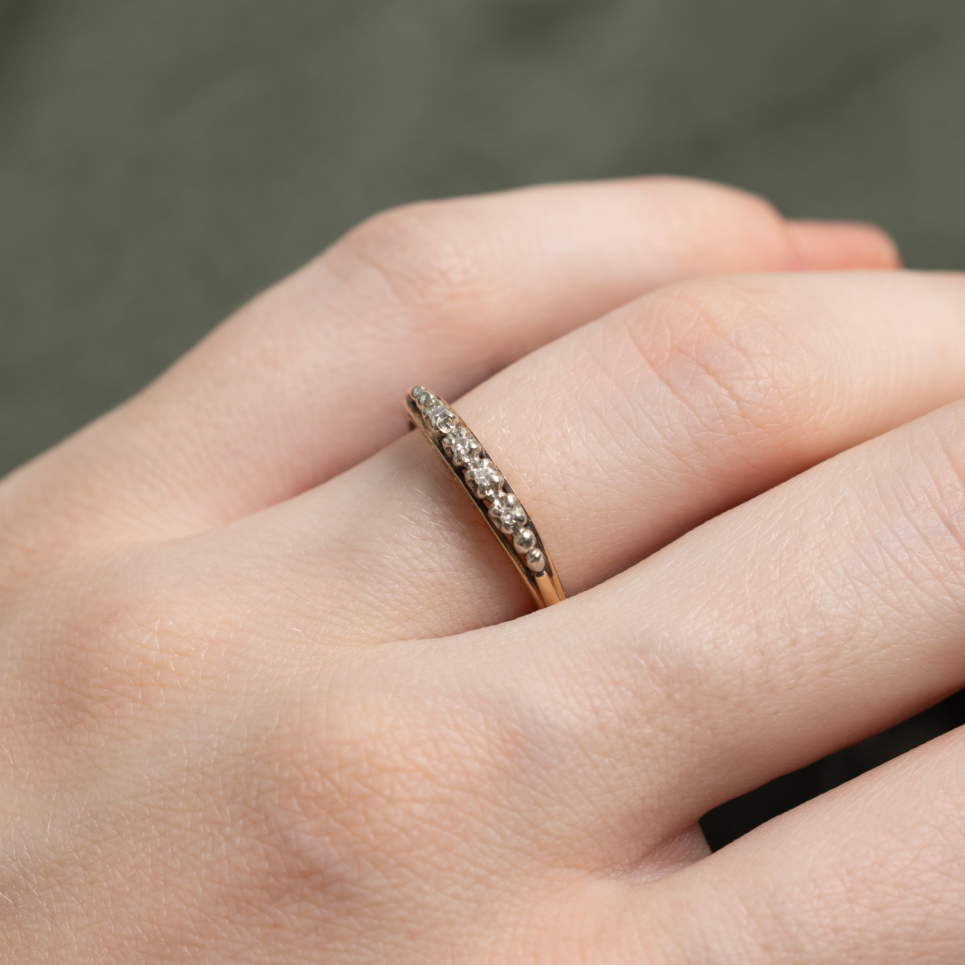 Two Tone Gold Four Stone Diamond Band | SZ 5.25