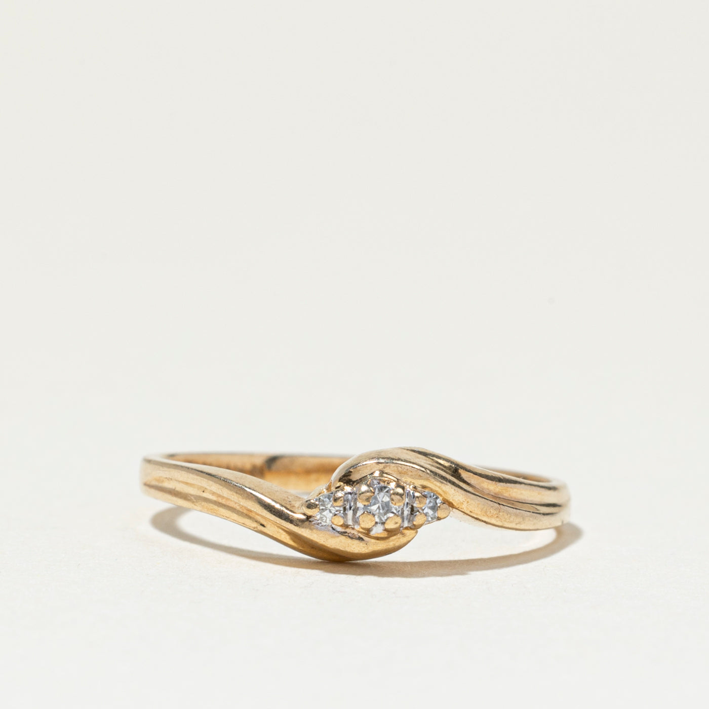 Three Stone Diamond Bypass Ring | SZ 5.5