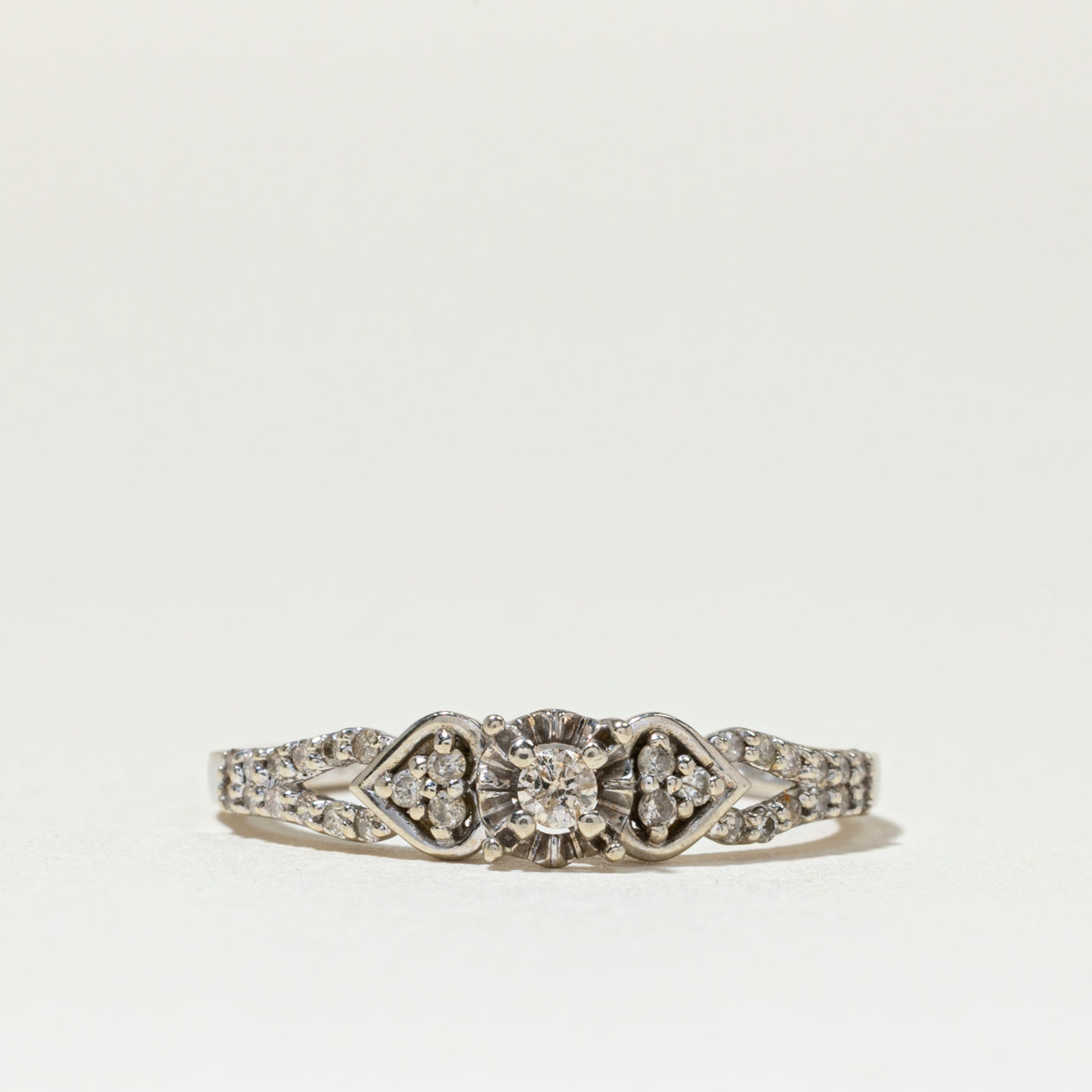 Illusion Set Diamond Heart Accented Ring | SZ 6.25