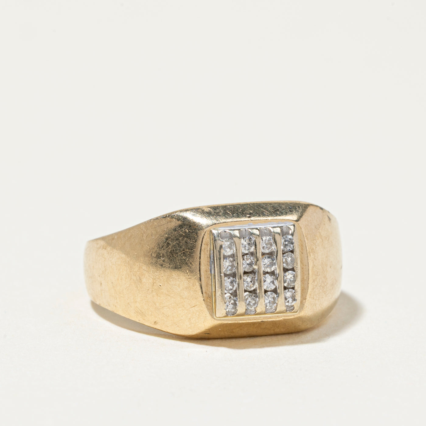 Diamond Grid Signet Ring | SZ 5.5
